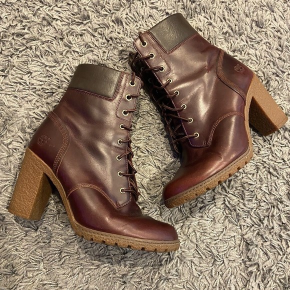Timberland Women’s Tillston 6 Inch Boot In Burgundy Full Grain Size 9 Lace Up - Picture 9 of 16